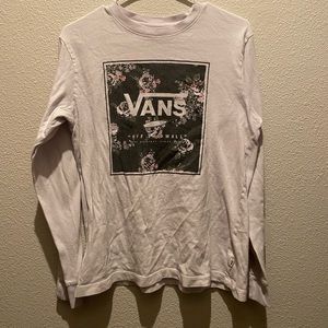 Vans Boxed Logo Floral Long Sleeve Boyfriend T-Shirt Women's Size Medium